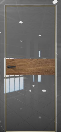 Межкомнатная дверь с экошпоном Aurum Doors Платина Pt 5 Crystall Gray Gold Edition Орех Пекан — фото 1