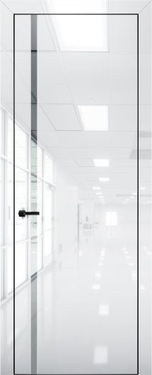 Межкомнатная дверь с экошпоном Aurum Doors Платина Pt 8 Crystall White Black Edition Зеркало — фото 1