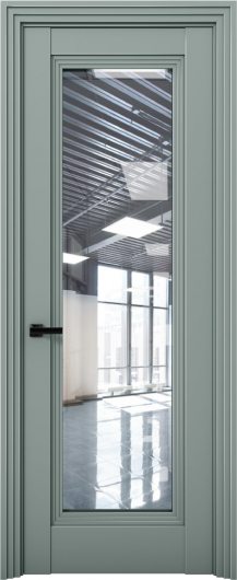 Межкомнатная дверь с экошпоном Aurum Doors Кобальт Co 38 Deep Green Прозрачное стекло — фото 1