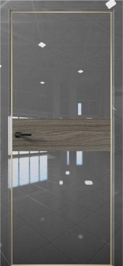 Межкомнатная дверь с экошпоном Aurum Doors Платина Pt 5 Crystall Gray Gold Edition Дуб Миндаль — фото 1