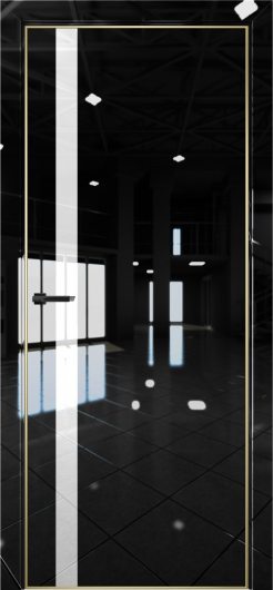 Межкомнатная дверь с экошпоном Aurum Doors Платина Pt 7 Crystall Black Gold Edition Белый лакобель — фото 1