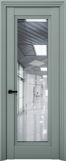 Межкомнатная дверь с экошпоном Aurum Doors Кобальт Co 38 Deep Green Прозрачное зеркало — фото 1