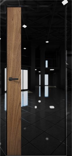 Межкомнатная дверь с экошпоном Aurum Doors Платина Pt 6 Crystall Black Black Edition Орех Пекан — фото 1