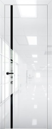 Межкомнатная дверь с экошпоном Aurum Doors Платина Pt 8 Crystall White Al White Черный лакобель — фото 1