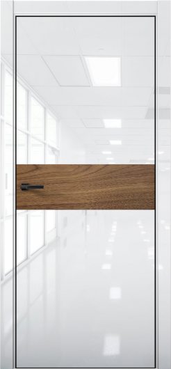 Межкомнатная дверь с экошпоном Aurum Doors Платина Pt 5 Crystall White Black Edition Орех Пекан — фото 1