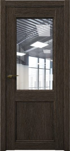 Межкомнатная дверь с экошпоном Aurum Doors Кобальт Co 33 Дуб Темный Прозрачное стекло — фото 1
