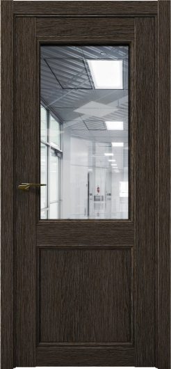 Межкомнатная дверь с экошпоном Aurum Doors Кобальт Co 33 Дуб Темный Прозрачное зеркало — фото 1