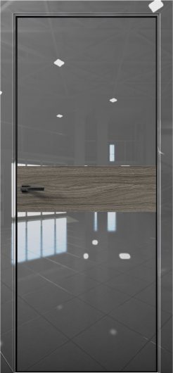 Межкомнатная дверь с экошпоном Aurum Doors Платина Pt 5 Crystall Gray Black Edition Дуб Миндаль — фото 1