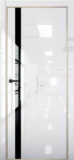Межкомнатная дверь с экошпоном Aurum Doors Платина Pt 7 Crystall White Gold Edition Черный лакобель — фото 1