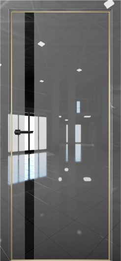 Межкомнатная дверь с экошпоном Aurum Doors Платина Pt 7 Crystall Gray Gold Edition Черный лакобель — фото 1