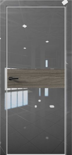 Межкомнатная дверь с экошпоном Aurum Doors Платина Pt 5 Crystall Gray Al White Дуб Миндаль — фото 1