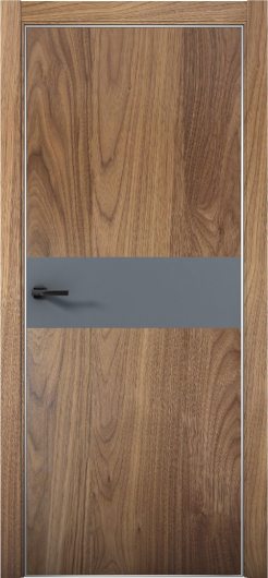 Межкомнатная дверь с экошпоном Aurum Doors Плутоний Pu 5 Орех Пекан Анодированная кромка Al Антрацит — фото 1