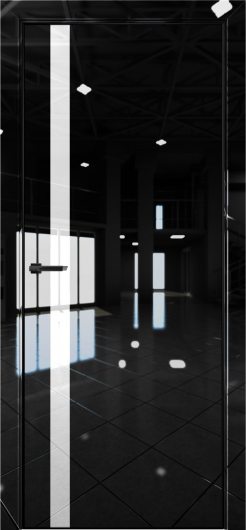 Межкомнатная дверь с экошпоном Aurum Doors Платина Pt 7 Crystall Black Black Edition Белый лакобель — фото 1