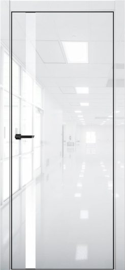 Межкомнатная дверь с экошпоном Aurum Doors Платина Pt 7 Crystall White Black Edition Белый лакобель — фото 1