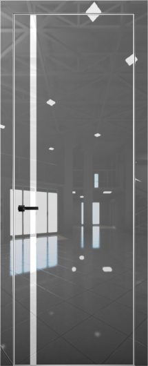 Межкомнатная дверь с экошпоном Aurum Doors Платина Pt 8 Crystall Gray Анодированная кромка Al Белый лакобель — фото 1