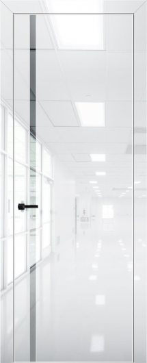 Межкомнатная дверь с экошпоном Aurum Doors Платина Pt 8 Crystall White Al White Зеркало — фото 1