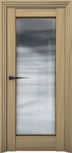 Межкомнатная дверь с экошпоном Aurum Doors Никель Ni 5 Дуб Светлый Стекло FLUTES — фото 1