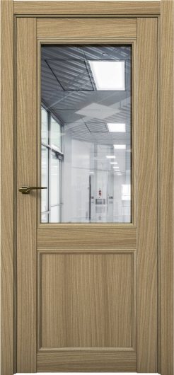 Межкомнатная дверь с экошпоном Aurum Doors Кобальт Co 33 Дуб Светлый Прозрачное зеркало — фото 1
