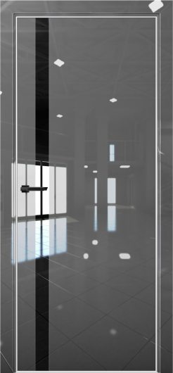 Межкомнатная дверь с экошпоном Aurum Doors Платина Pt 7 Crystall Gray Al White Черный лакобель — фото 1
