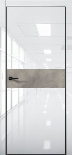 Межкомнатная дверь с экошпоном Aurum Doors Платина Pt 5 Crystall White Black Edition Бетон LOFT — фото 1