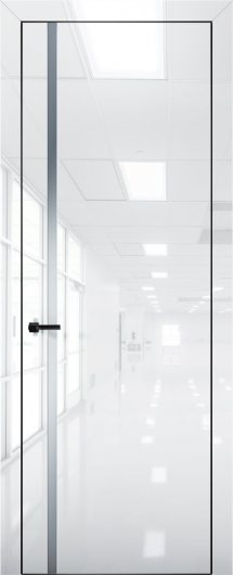 Межкомнатная дверь с экошпоном Aurum Doors Платина Pt 8 Crystall White Black Edition Сильвер грей — фото 1