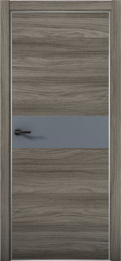 Межкомнатная дверь с экошпоном Aurum Doors Плутоний Pu 5 Дуб Миндаль Анодированная кромка Al Антрацит — фото 1
