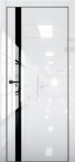 Межкомнатная дверь с экошпоном Aurum Doors Платина Pt 7 Crystall White Black Edition Черный лакобель — фото 1
