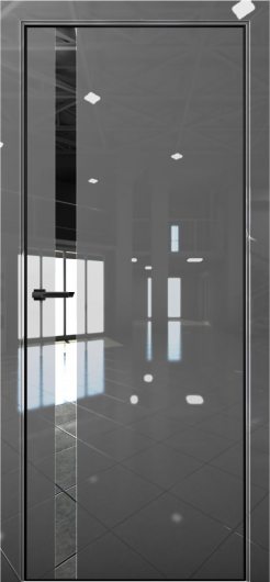 Межкомнатная дверь с экошпоном Aurum Doors Платина Pt 7 Crystall Gray Black Edition Зеркало — фото 1