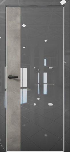 Межкомнатная дверь с экошпоном Aurum Doors Платина Pt 6 Crystall Gray Al White Бетон LOFT — фото 1
