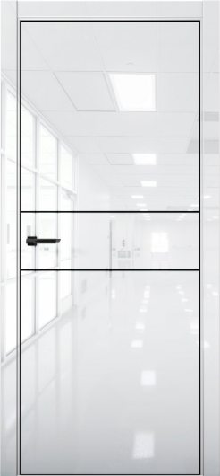 Межкомнатная дверь с экошпоном Aurum Doors Платина Pt 3 Crystall White Black Edition — фото 1