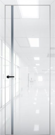 Межкомнатная дверь с экошпоном Aurum Doors Платина Pt 8 Crystall White Анодированная кромка Al Сильвер грей — фото 1