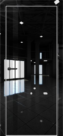 Межкомнатная дверь с экошпоном Aurum Doors Платина Pt 7 Crystall Black Al White Черный лакобель — фото 1