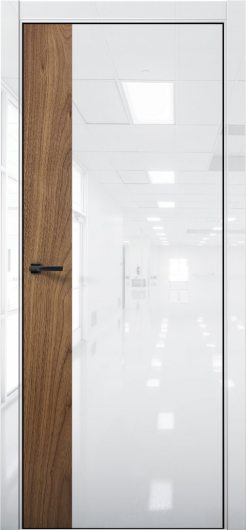 Межкомнатная дверь с экошпоном Aurum Doors Платина Pt 6 Crystall White Black Edition Орех Пекан — фото 1