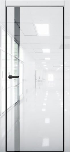 Межкомнатная дверь с экошпоном Aurum Doors Платина Pt 7 Crystall White Black Edition Зеркало — фото 1