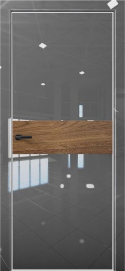 Межкомнатная дверь с экошпоном Aurum Doors Платина Pt 5 Crystall Gray Al White Орех Пекан — фото 1