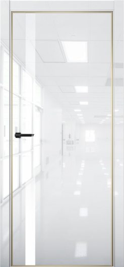 Межкомнатная дверь с экошпоном Aurum Doors Платина Pt 7 Crystall White Gold Edition Белый лакобель — фото 1