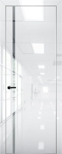 Межкомнатная дверь с экошпоном Aurum Doors Платина Pt 8 Crystall White Анодированная кромка Al Зеркало — фото 1