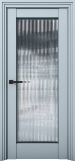Межкомнатная дверь с экошпоном Aurum Doors Никель Ni 5 Deep Blue Стекло FLUTES — фото 1