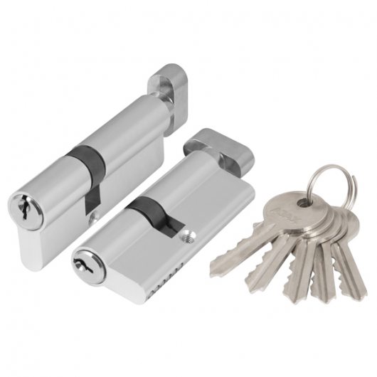 Цилиндровый механизм (AX102/70) AX1002Knob70 (30+10+30) CP хром с вертушкой — фото 1