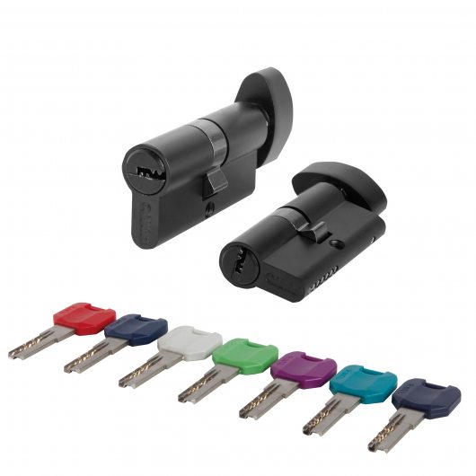 Цилиндровый механизм MaxPro7002Knob70mm(30+10+30) BL черный 7key с вертушкой — фото 1