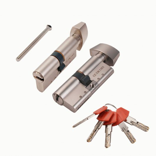 Цилиндровый механизм X-PRO5002 Knob 70 (30+10+30) SN-3 мат.никель короткий шток с вертушкой 5Key — фото 1