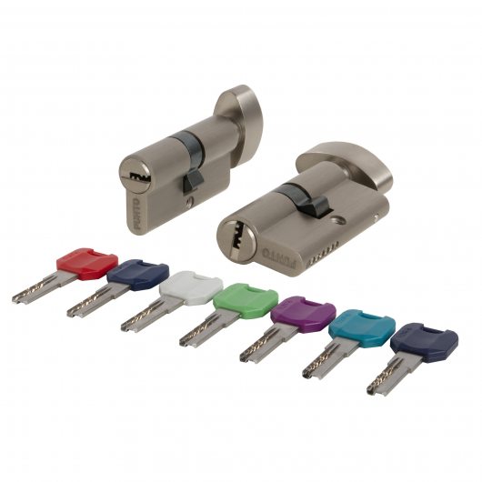 Цилиндровый механизм MaxPro7002Knob52mm(21+10+21) SN мат.никель 7key с вертушкой — фото 1