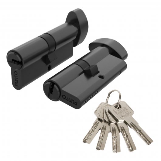 Цилиндровый механизм Z3002Knob80(35+10+35) с вертушкой BL черный — фото 1