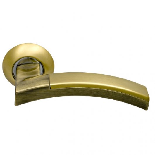 Ручка дверная на круглой розетке ARCHIE SILLUR 132 матовое золото/античная бронза — фото 1