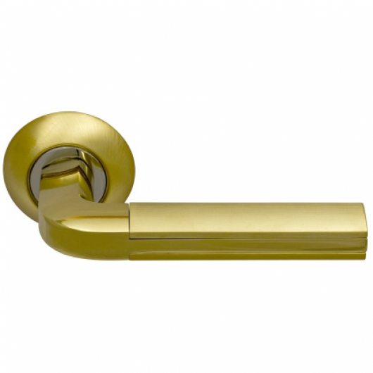 Ручка дверная на круглой розетке ARCHIE SILLUR 96 матовое золото/золото — фото 1