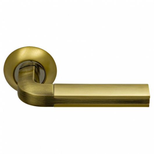 Ручка дверная на круглой розетке ARCHIE SILLUR 96 матовое золото/античная бронза — фото 1