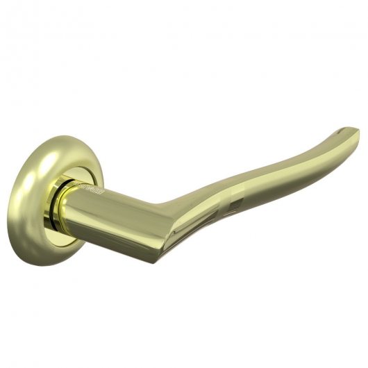Ручка дверная на круглой розетке  Браво A-477 SG/G МатЗолото/Золото — фото 1