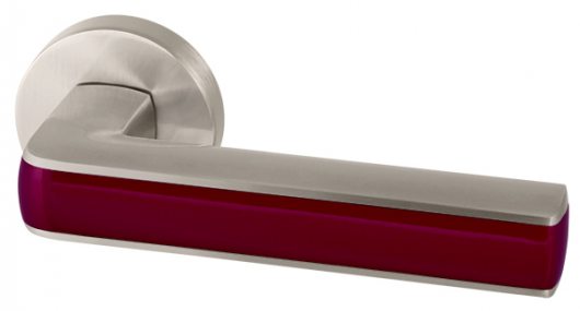 Ручка раздельная ARMADILLO CUBE URB3  SN/Bordo-18 Матовый никель/бордовый — фото 1