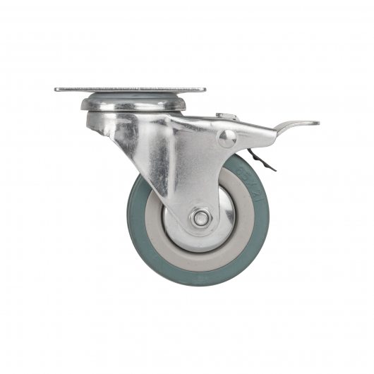 Опора колесная со стопором и площадкой WL/B-60R/50 kg (brake) резина — фото 1