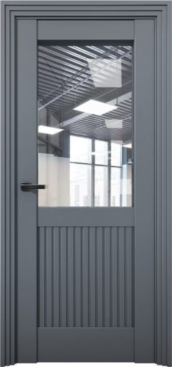 Межкомнатная дверь с экошпоном Aurum Doors Никель Ni 3 Антрацит Прозрачное стекло — фото 1